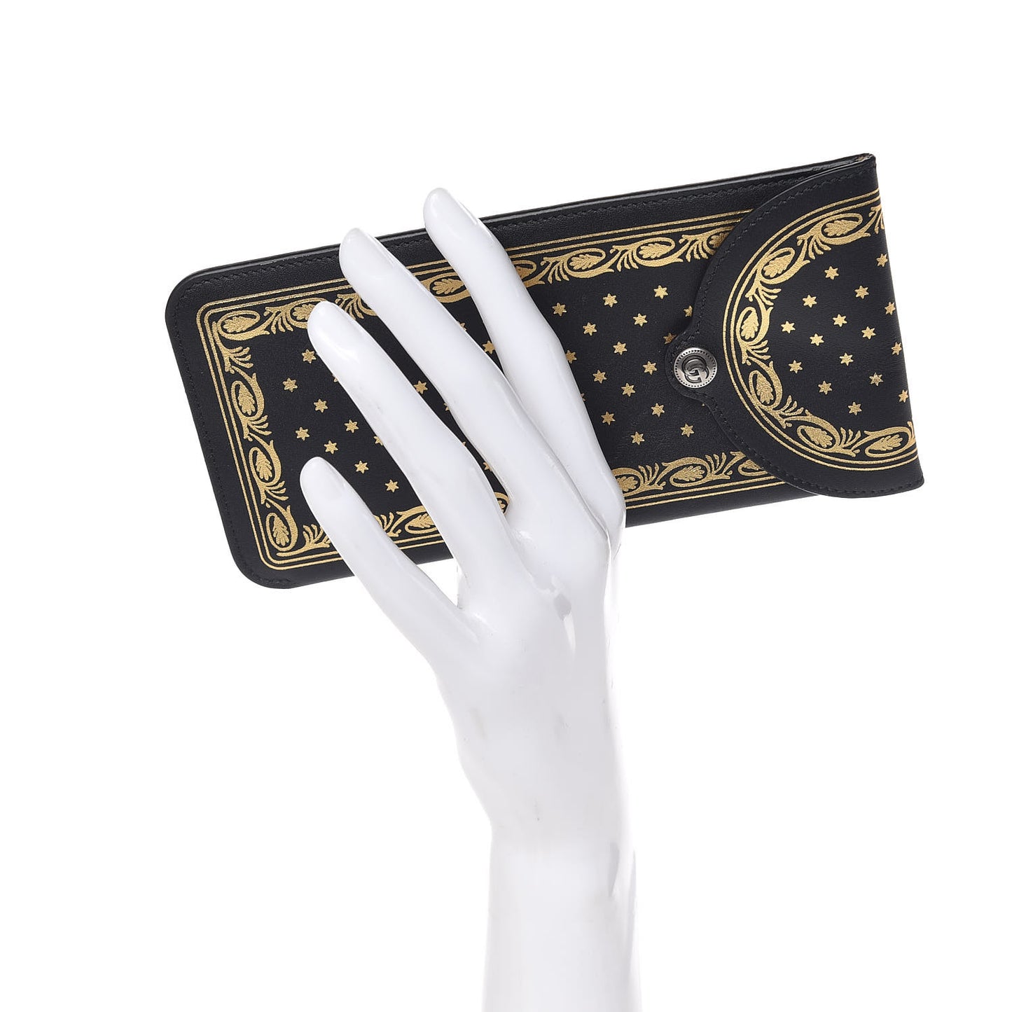 X SEGA Calfskin GUCCY Stars Sunglasses Case Black Gold