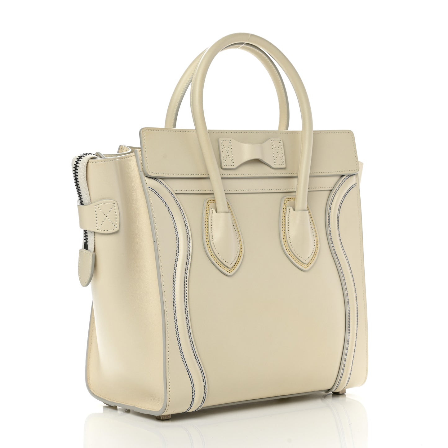 Smooth Calfskin Multicolor Double Stitching Micro Luggage White