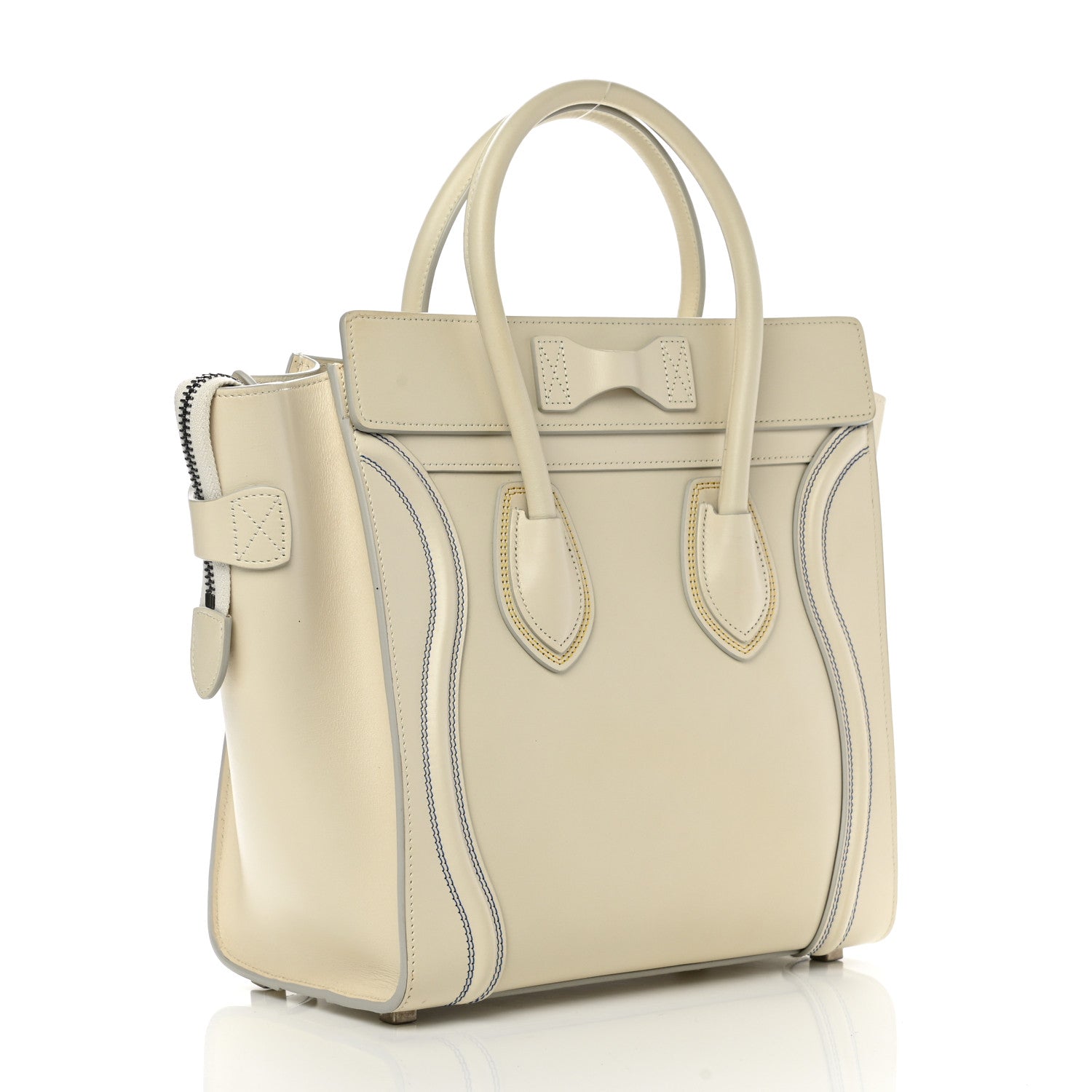 Celine Smooth Calfskin Multicolor Double Stitching Micro Luggage White 3 of 14