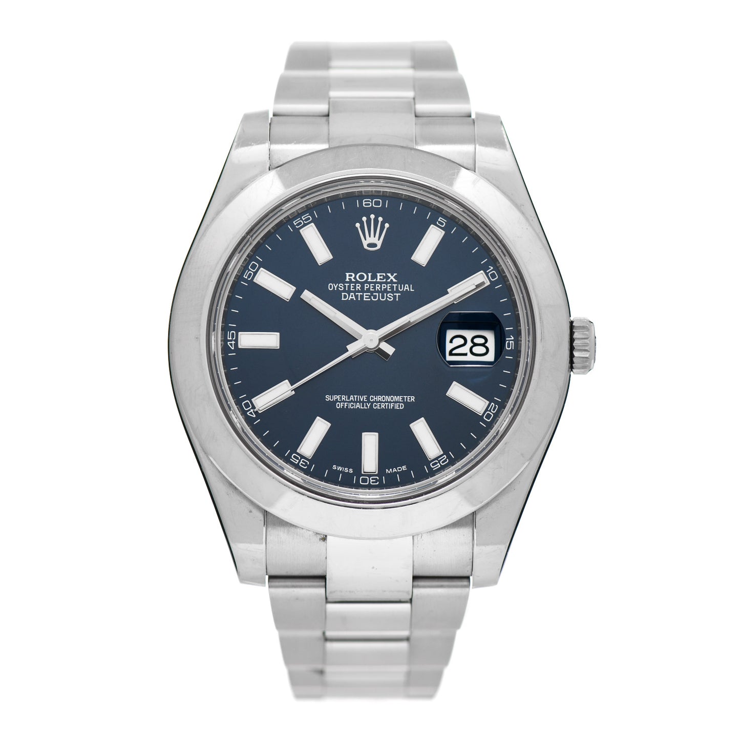 Stainless Steel 41mm Oyster Perpetual Datejust II Watch Blue 116300