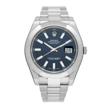 Rolex Stainless Steel 41mm Oyster Perpetual Datejust II Watch Blue 116300 1 of 5