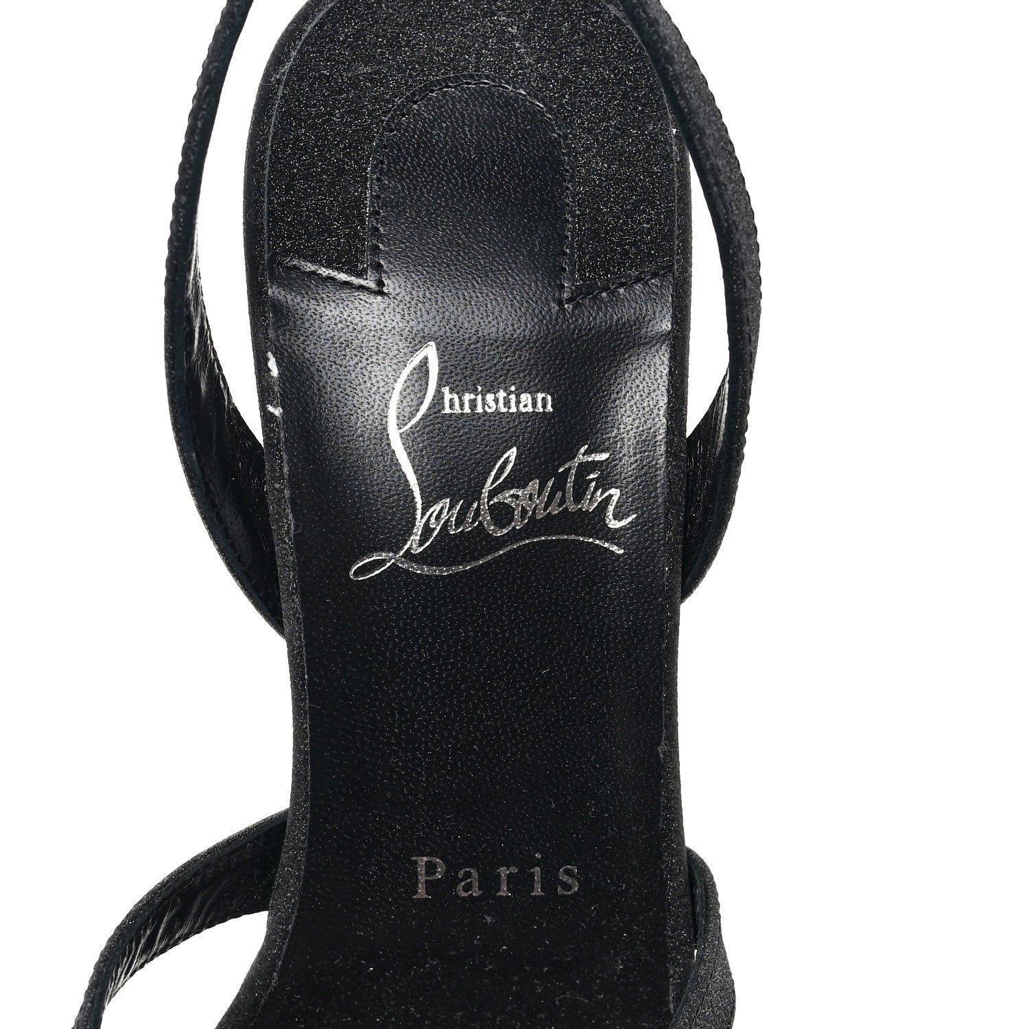 Christian Louboutin Glitter Calfskin Emilie 100 Slingback Sandals 38 Black 7 of 7