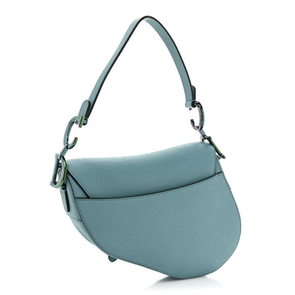 Christian Dior Grained Calfskin Saddle Bag Azure Blue 3 of 13