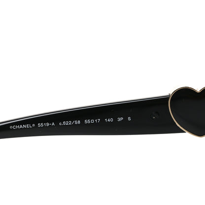 Chanel Acetate Square CC Heart Sunglasses 5519 Black 5 of 7