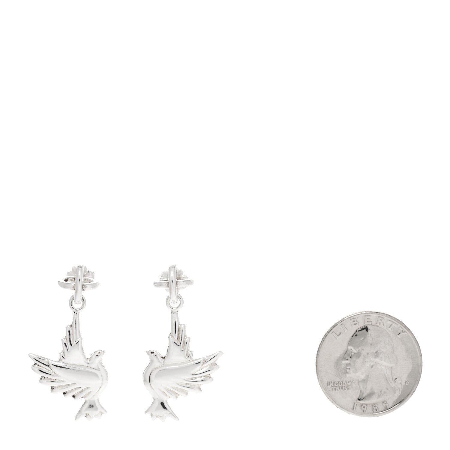 Tiffany Sterling Silver Dove Earrings 2 of 4