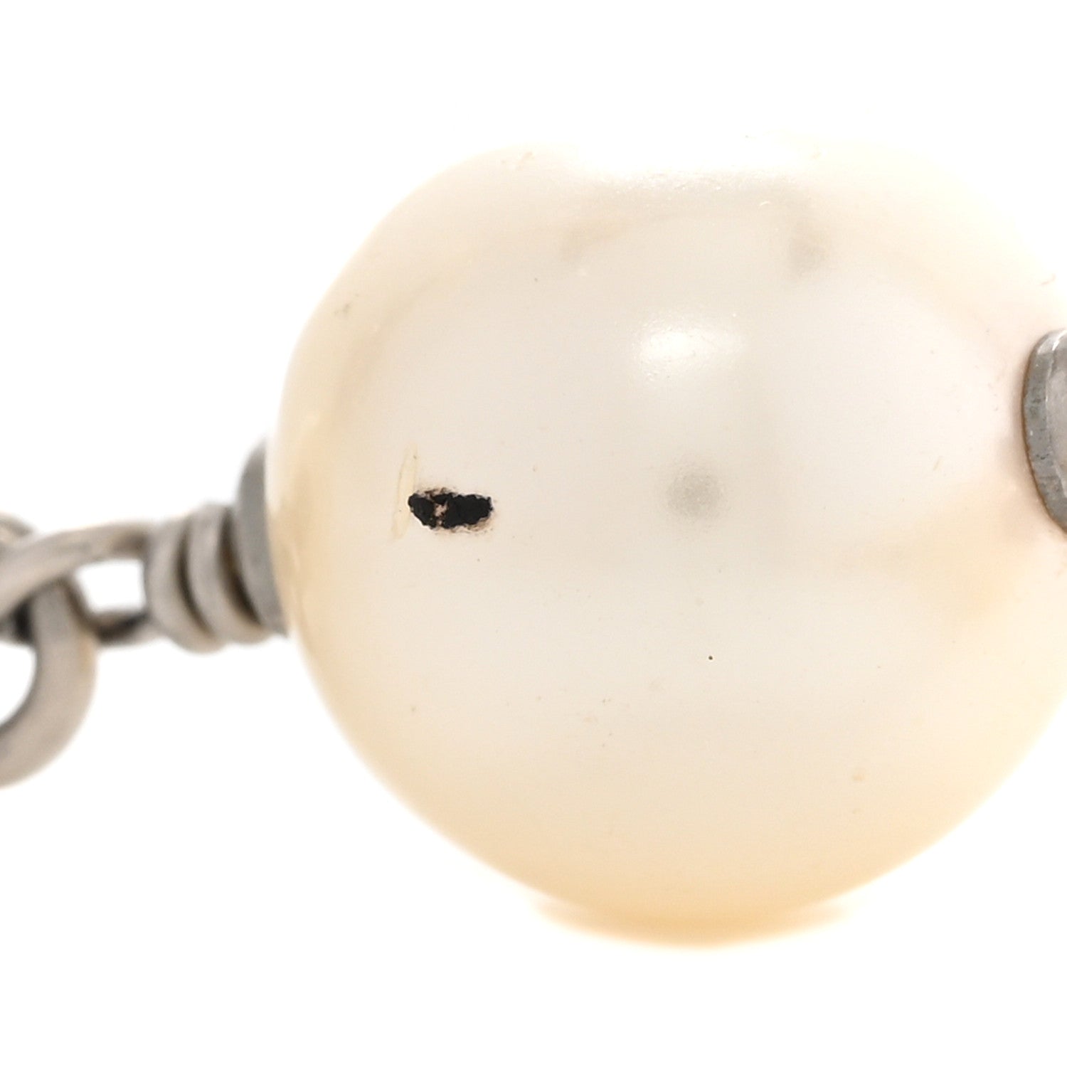 Chanel Graduated Pearl Crystal CC Long Necklace Silver 7 of 8