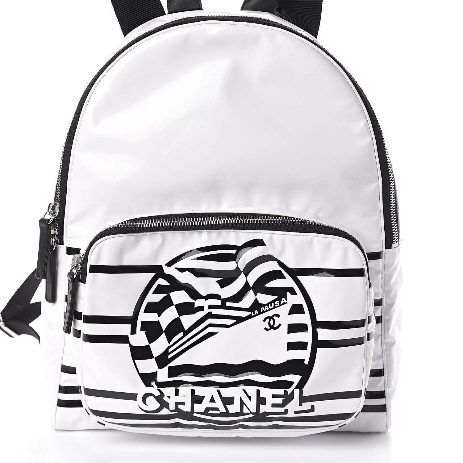 Chanel Vinyl La Pausa Bay Backpack White 7 of 9