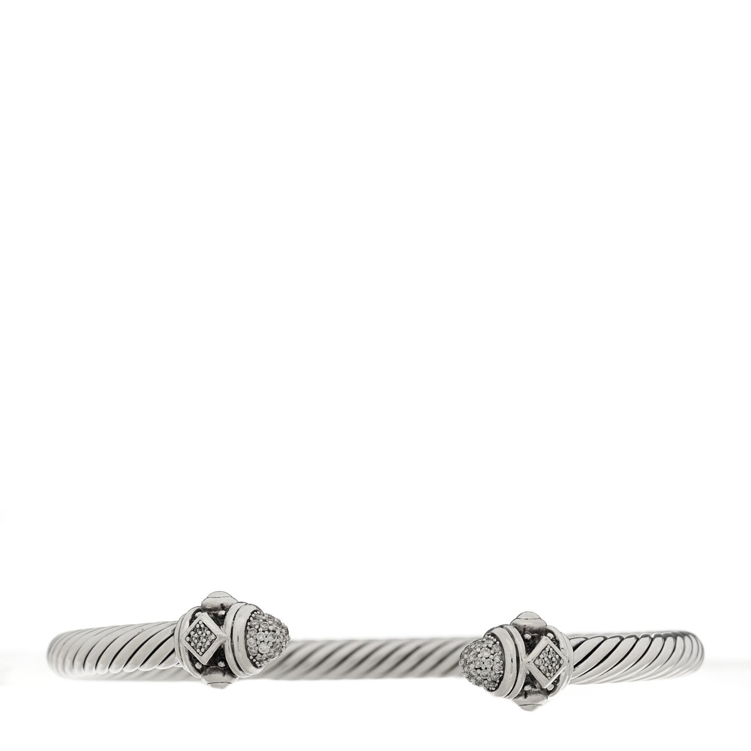 David Yurman Sterling Silver Diamond 5mm Cable Renaissance Bracelet 1 of 3