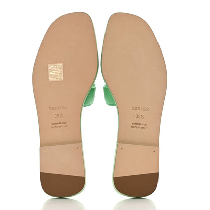 Hermes Epsom Oran Sandals 39.5 Vert Pomme 5 of 9