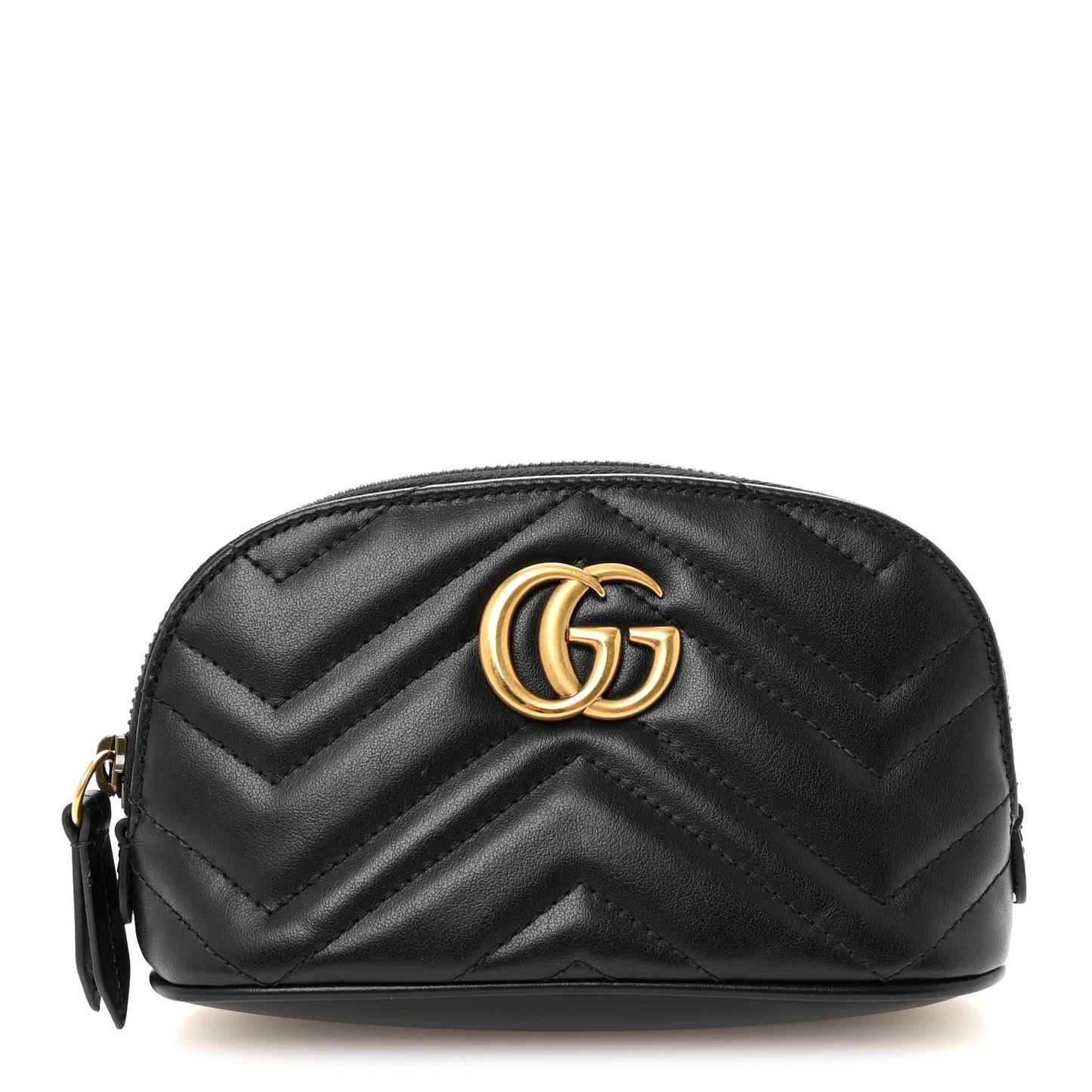 Calfskin Matelasse GG Marmont Pouch Cosmetic Case Black Black