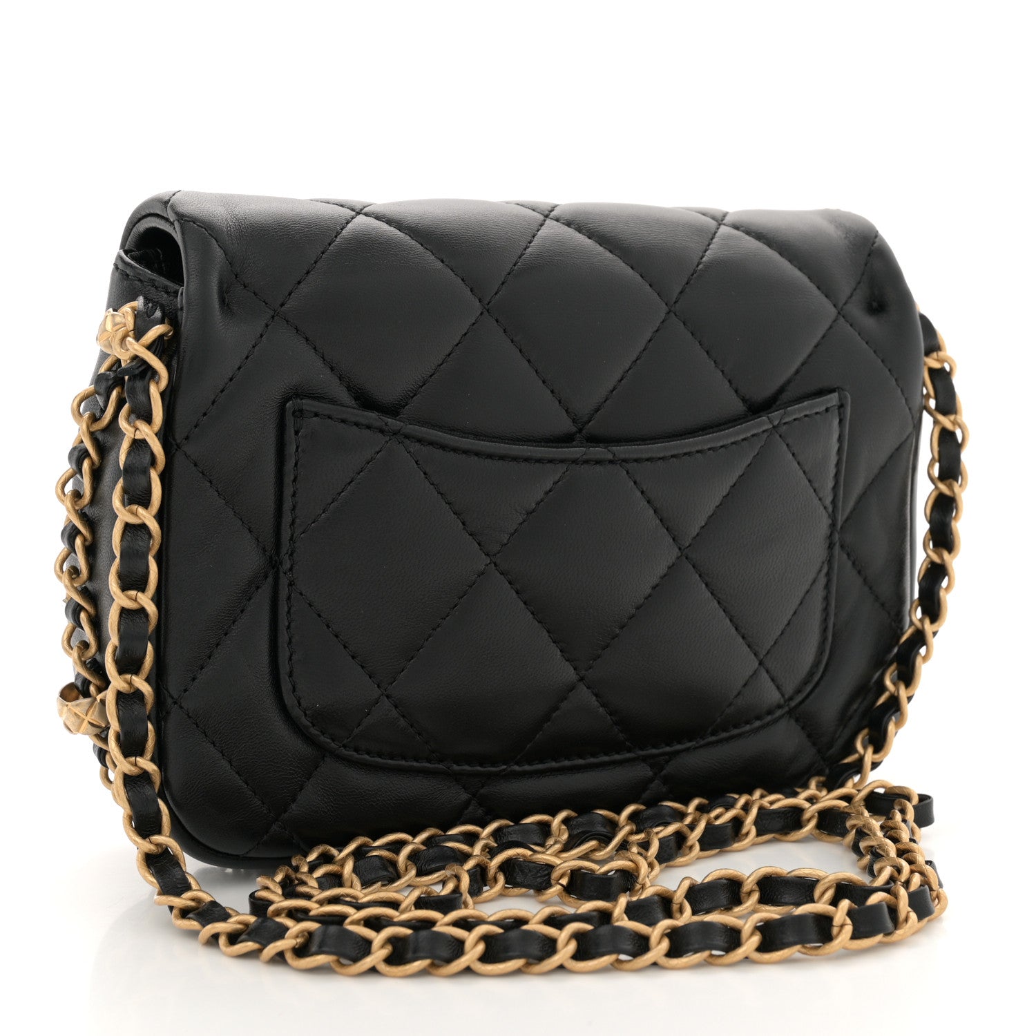 Chanel Lambskin Quilted Chain Around Mini Flap Bag Black 3 of 10