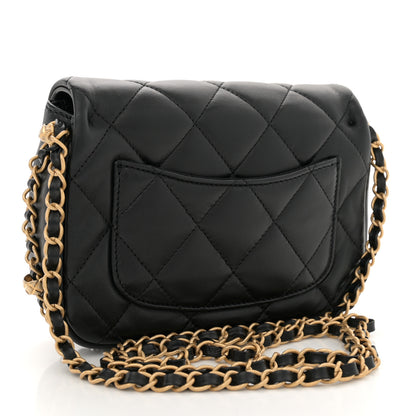 Chanel Lambskin Quilted Chain Around Mini Flap Bag Black 3 of 10