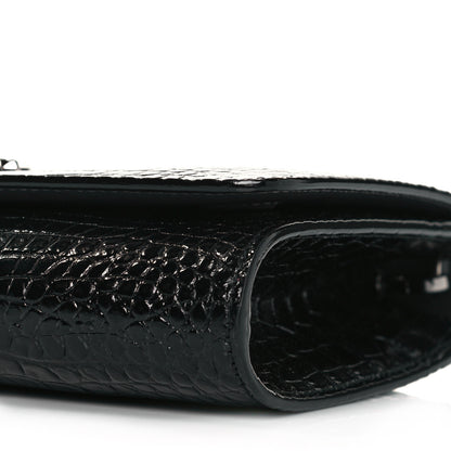 Jimmy Choo Calfskin Crocodile Embossed Varenne Chain Clutch Dusk 7 of 9