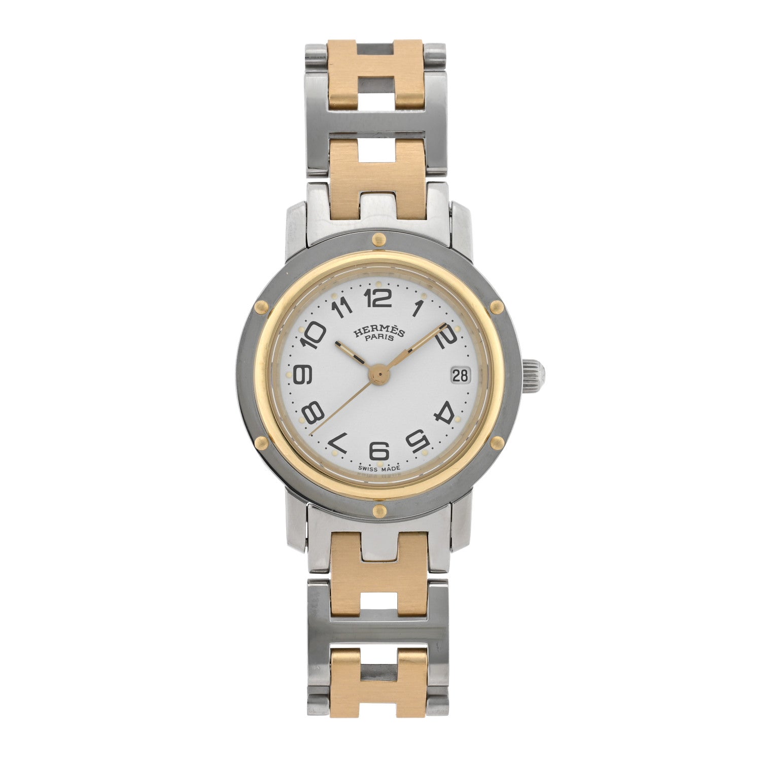 Hermes Stainless Steel 24mm Clipper Quartz Watch Gold 1 of 5