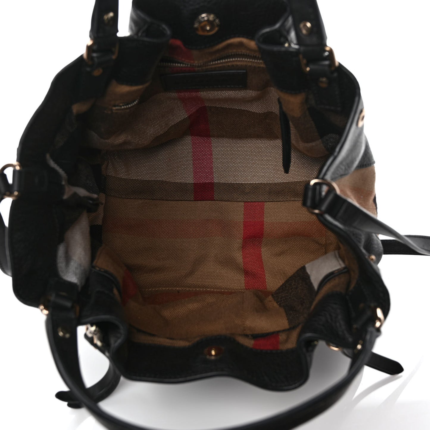 Grainy Calfskin House Check Small Maidstone Black