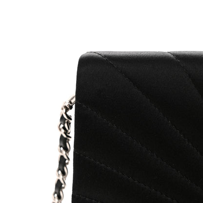 Chanel Satin Pleated Chain Embellished Mirror Flap Black 12 of 13
