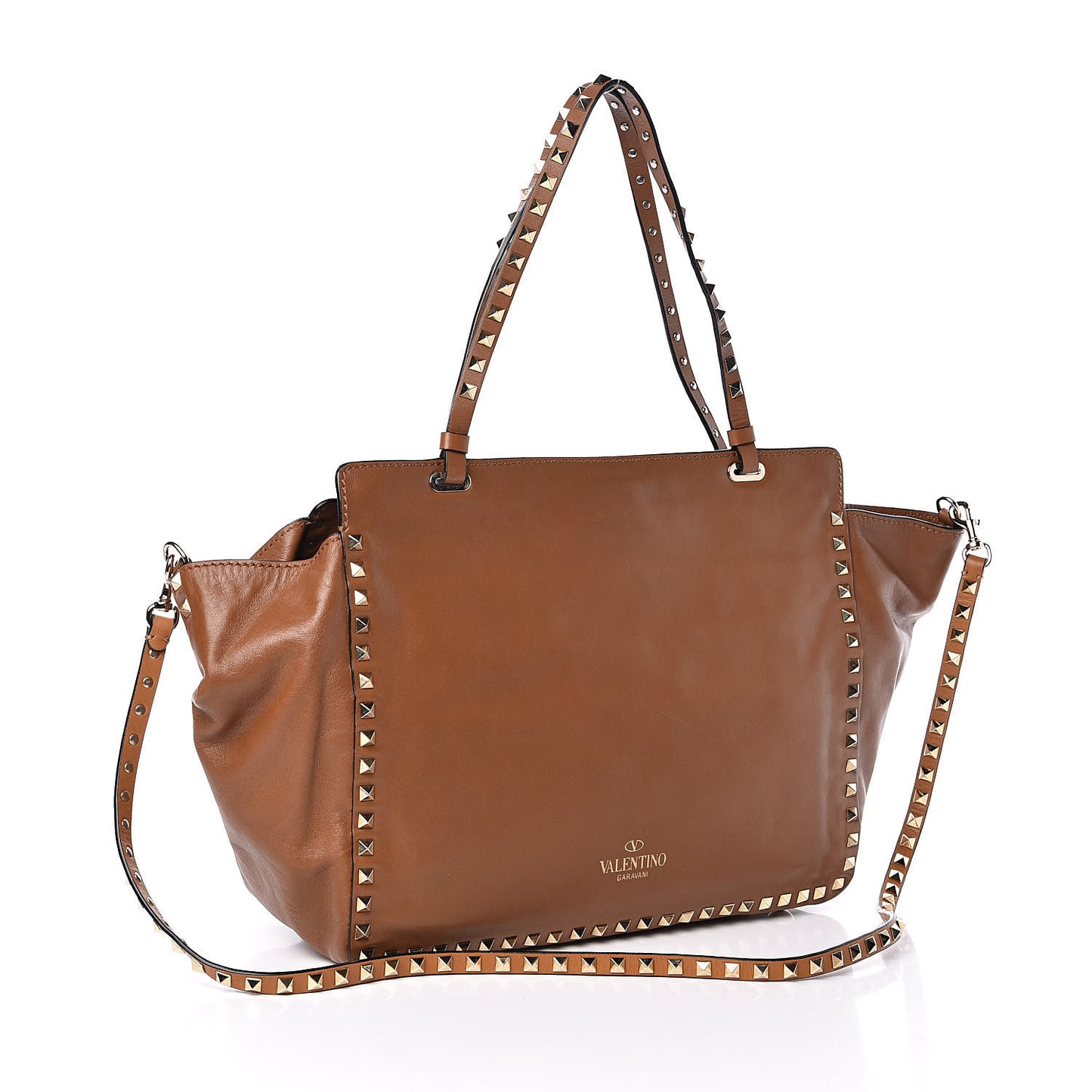 Vitello Medium Rockstud Tote Camel