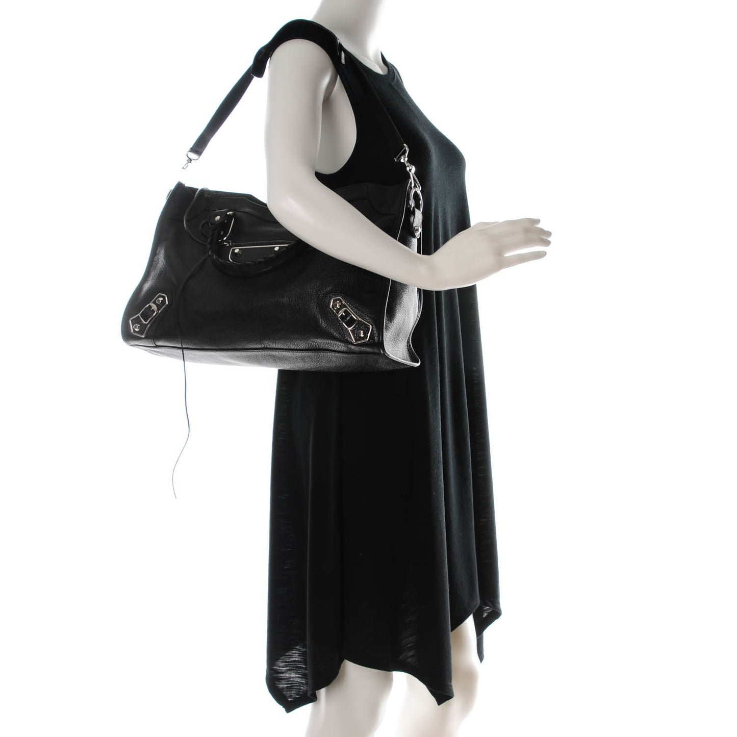 Chevre Silver Metallic Edge Hardware City Black