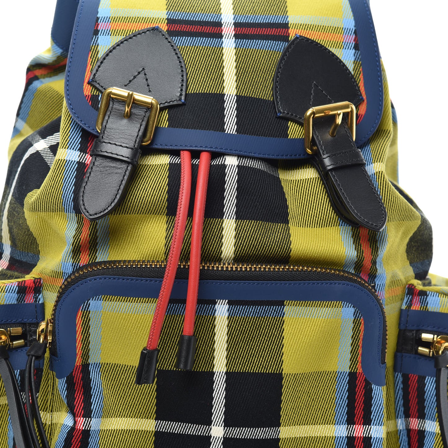 Canvas Tartan Medium Rucksack Backpack Flax Yellow