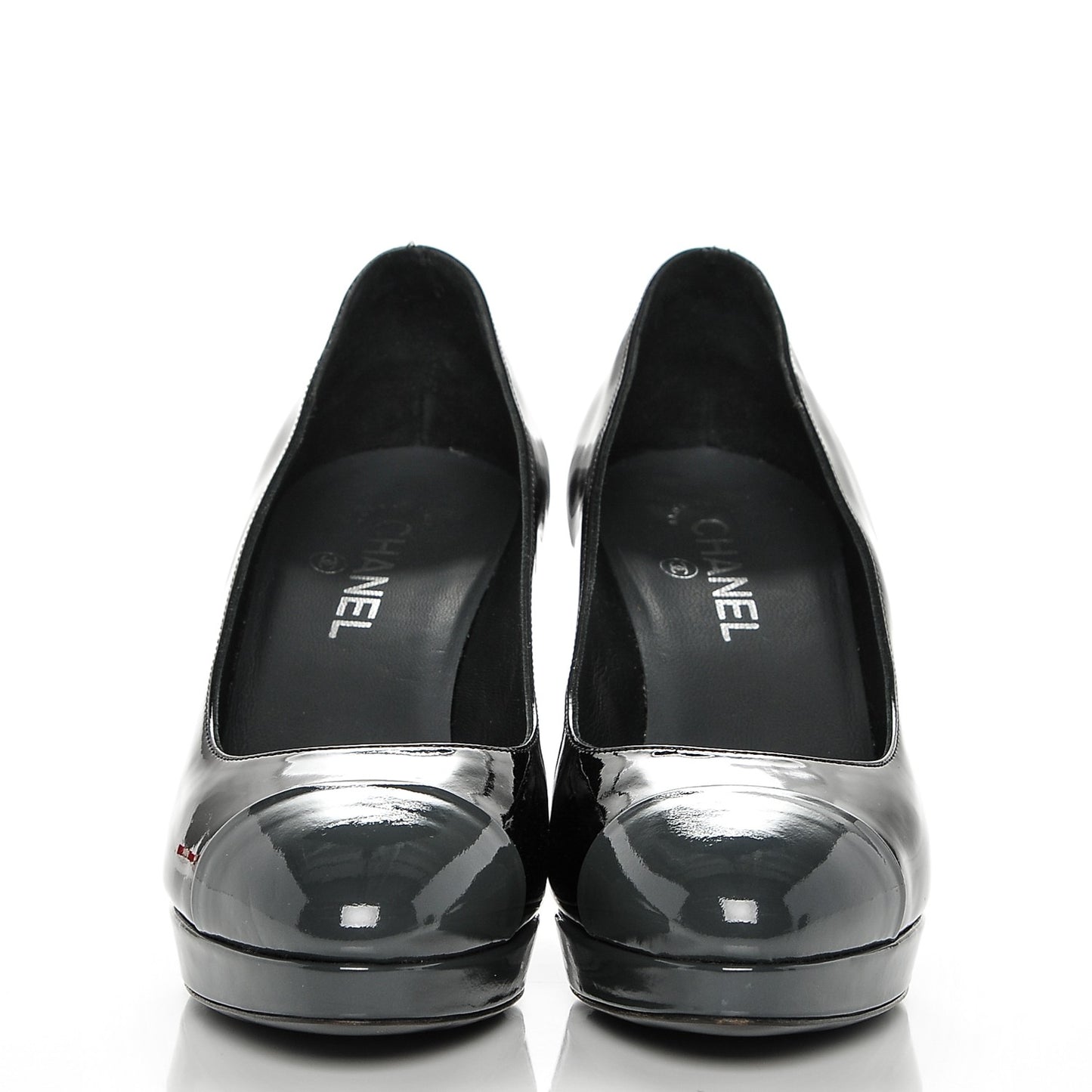 Patent Cap Toe Pumps 41 Black Grey