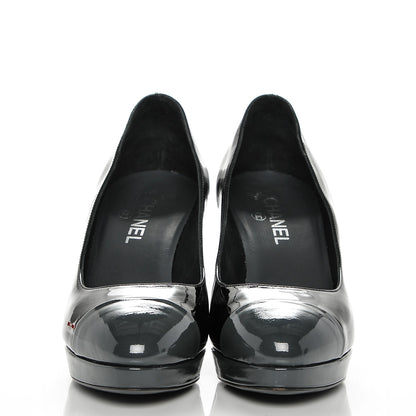 Chanel Patent Cap Toe Pumps 41 Black Grey 2 of 7