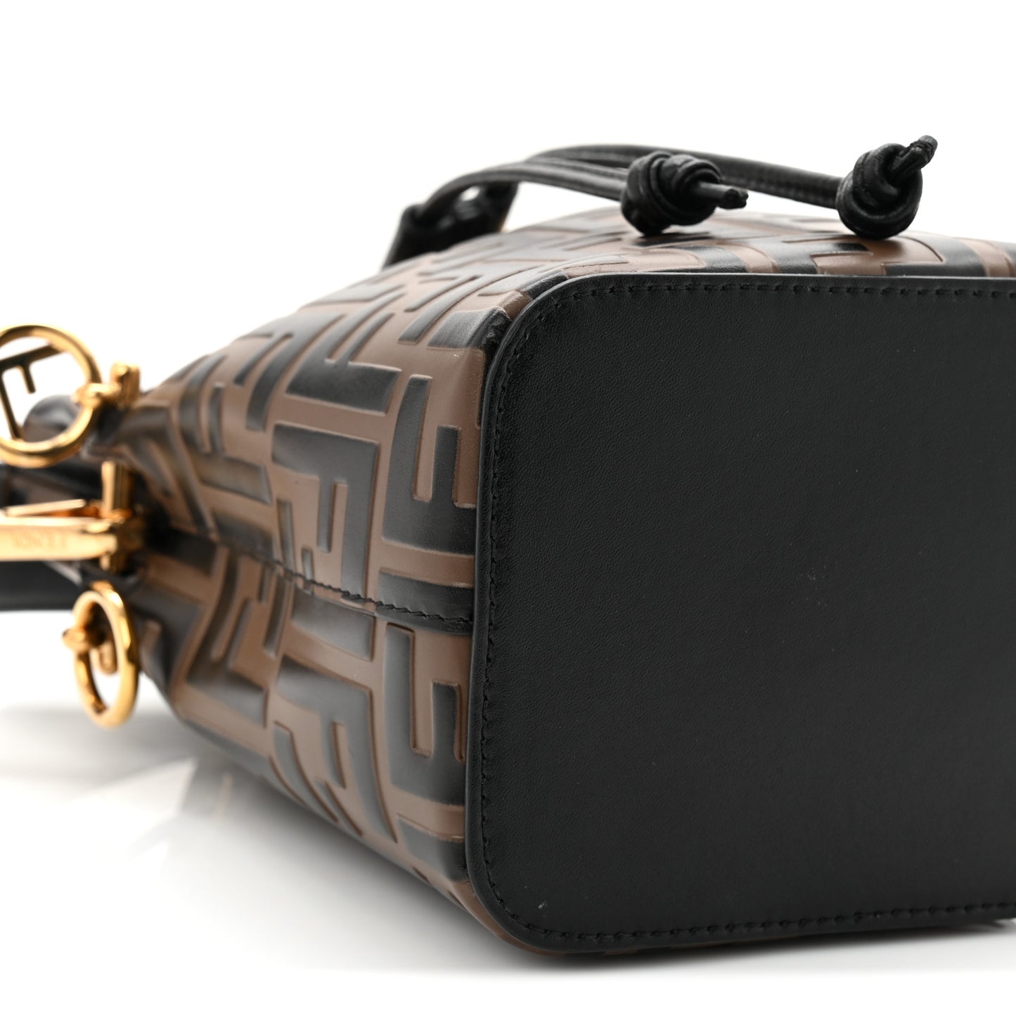 Vitello Liberty F is Fendi Bi-Color FF 1974 Embossed Mini Mon Tresor Bucket Bag Maya Black