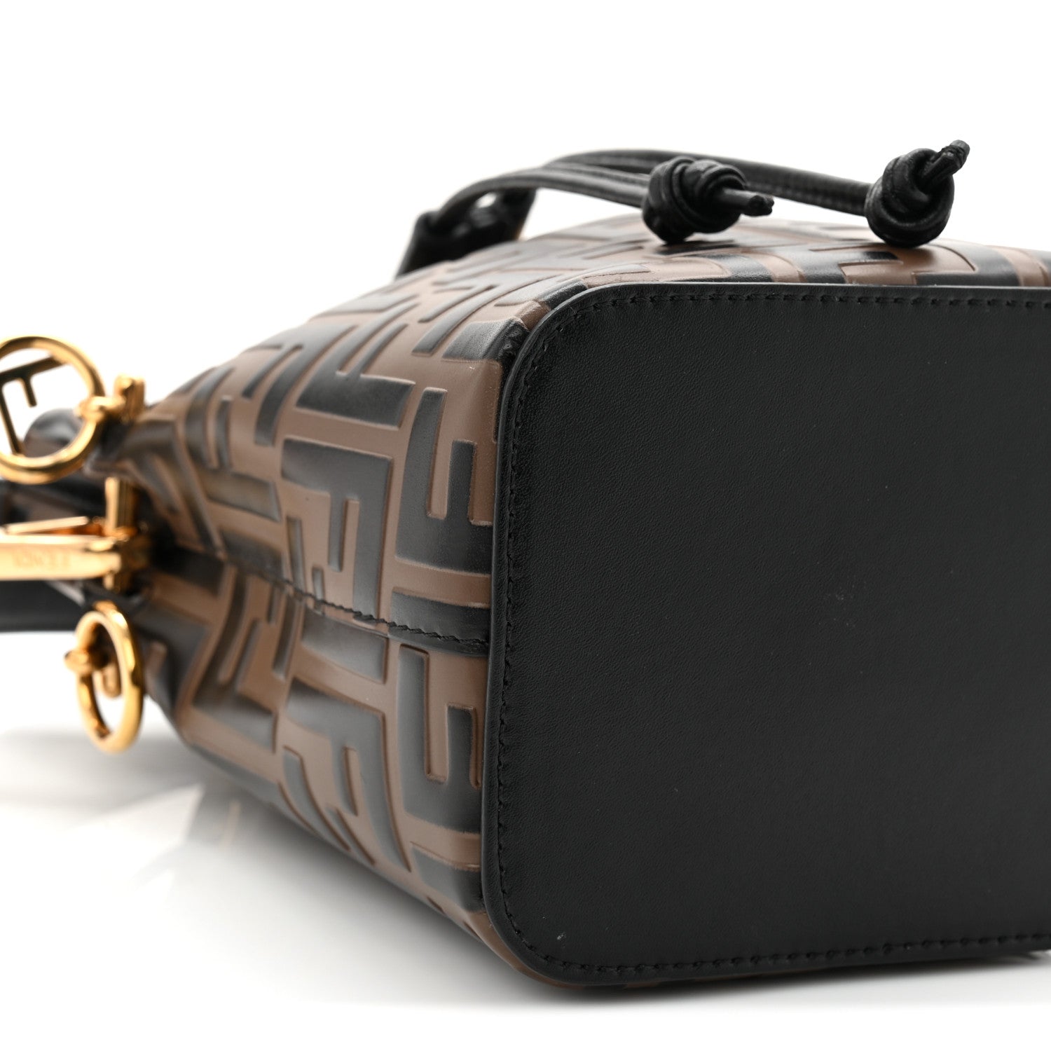 Fendi Vitello Liberty F is Fendi Bi-Color FF 1974 Embossed Mini Mon Tresor Bucket Bag Maya Black 16 of 19