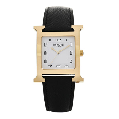 Hermes Stainless Steel Epsom 30.5mm Heure H Hour Quartz Watch Noir 1 of 4