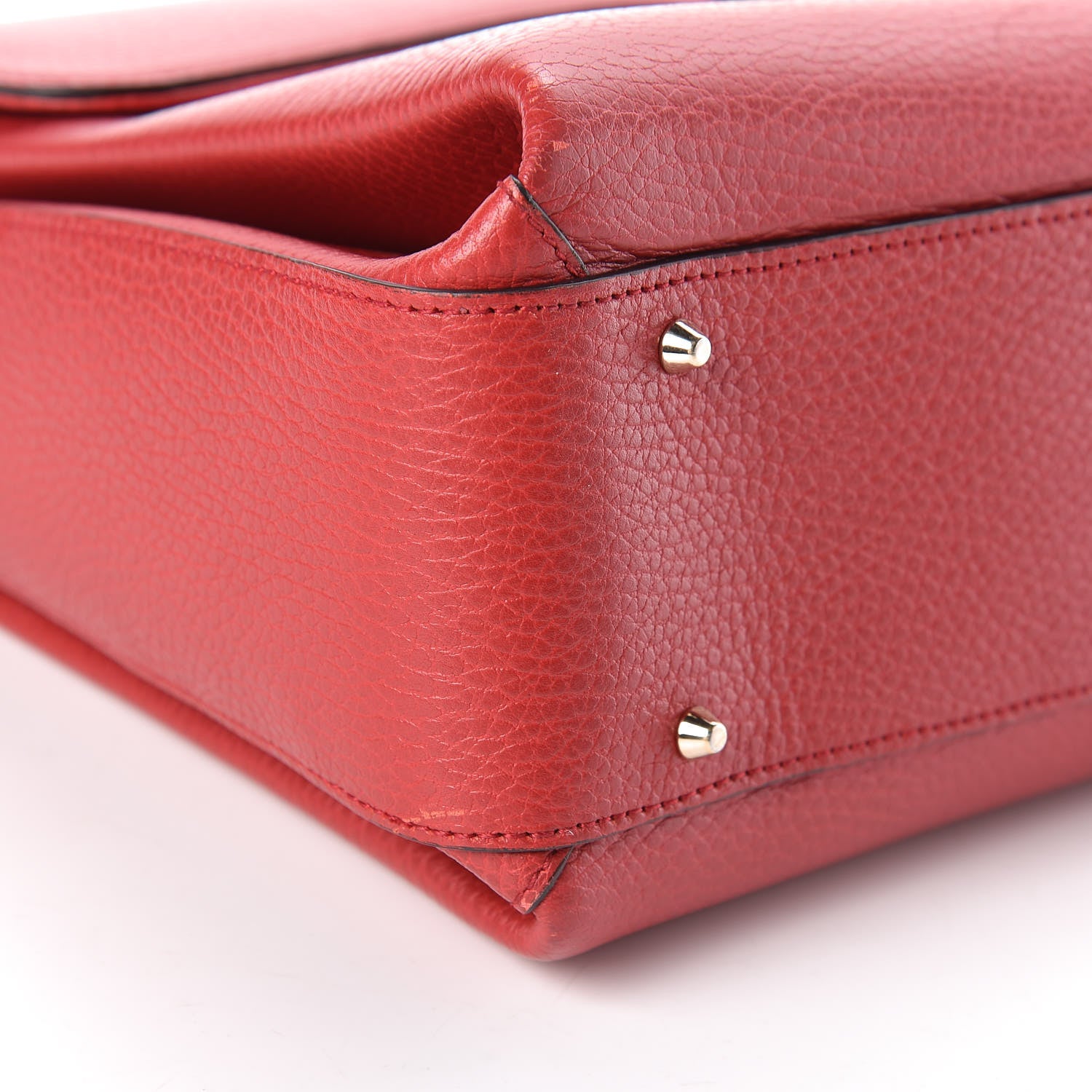 Gucci Dollar Calfskin Medium Interlocking G Top Handle Shoulder Bag Red 10 of 12