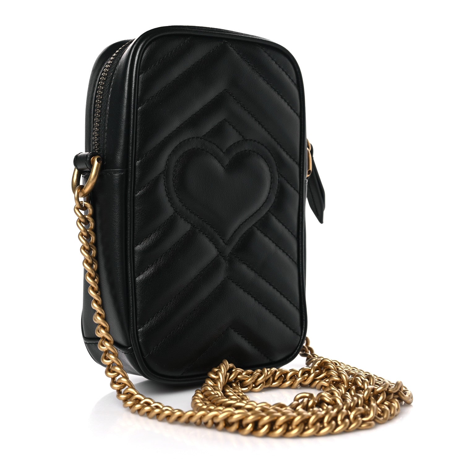 Gucci Calfskin Matelasse Mini GG Marmont Crossbody Bag Black 3 of 10