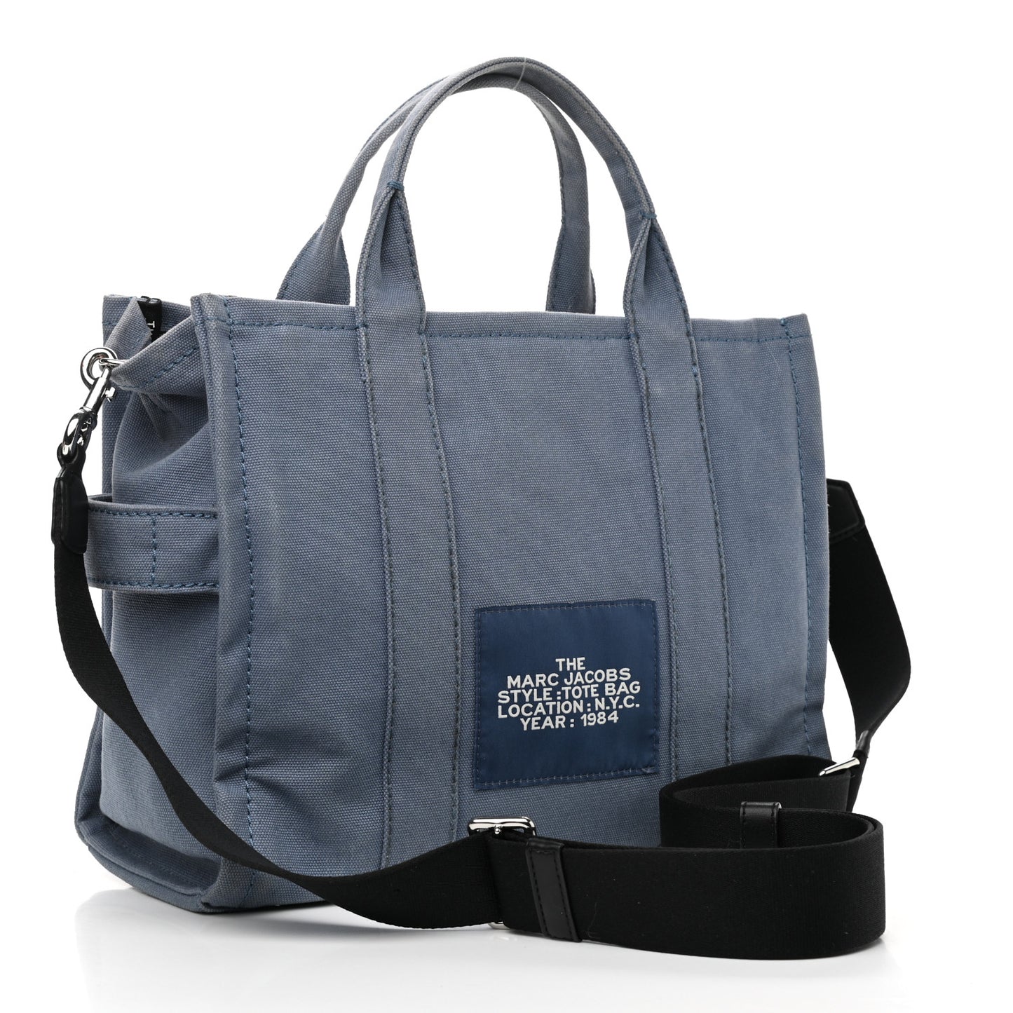 Cotton Canvas Medium The Traveler Tote Bag Blue Shadow
