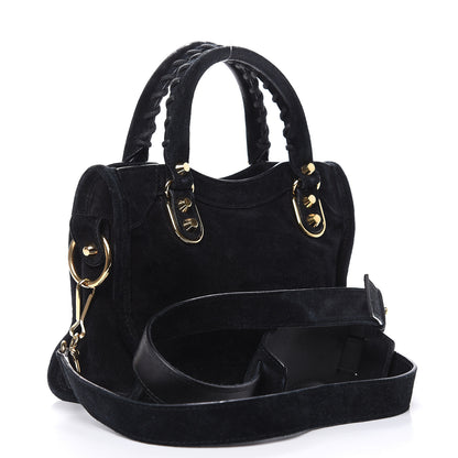 Balenciaga Baby Daim Suede Gold Metallic Edge Hardware Mini City Black 3 of 12