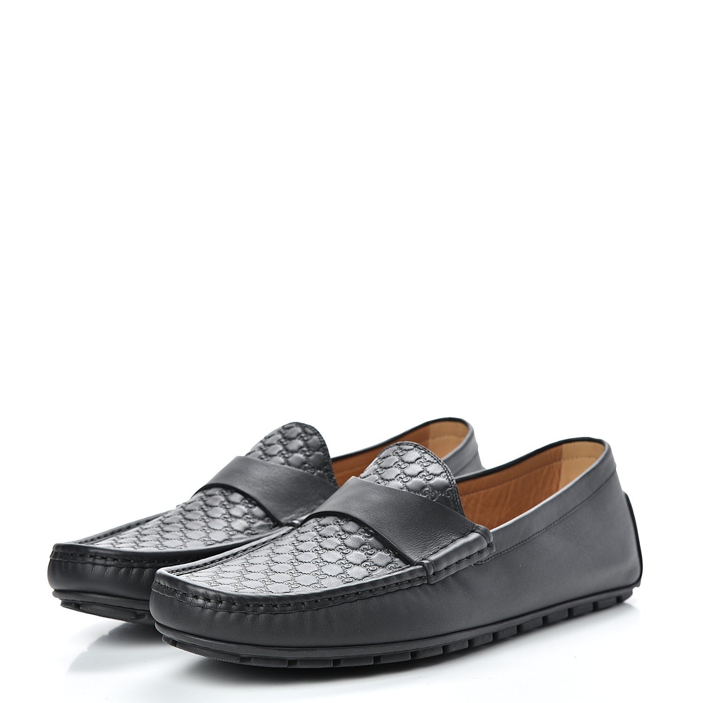 Calfskin Miro Soft Microguccissima Mens Driver Loafers 11 Nero Black