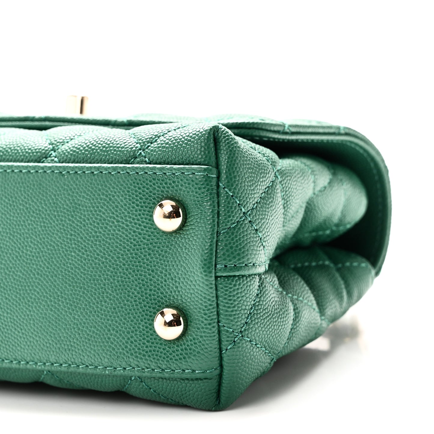 Caviar Quilted Extra Mini Coco Handle Flap Green