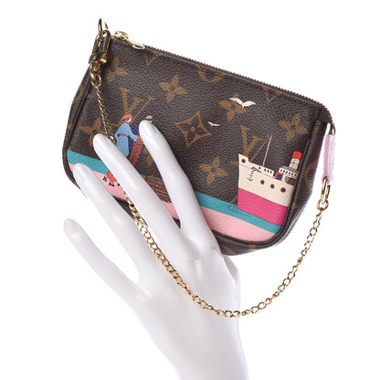 Louis Vuitton Monogram 2016 Christmas Animation Mini Pochette Accessories Rose Ballerine 2 of 8