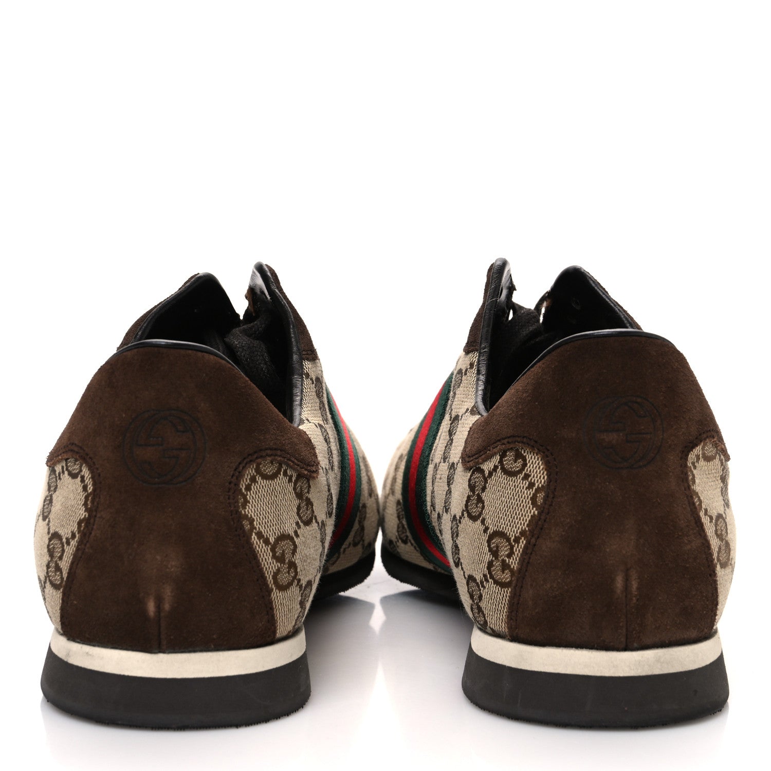 Gucci GG Monogram Suede Vintage Web Mens Sneakers 10.5 Dark Chestnut 6 of 11