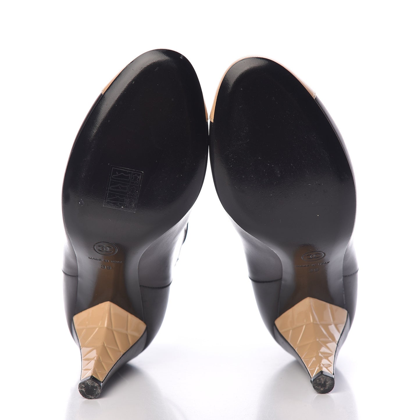 Lambskin Cap Toe Short Boots 39 Black