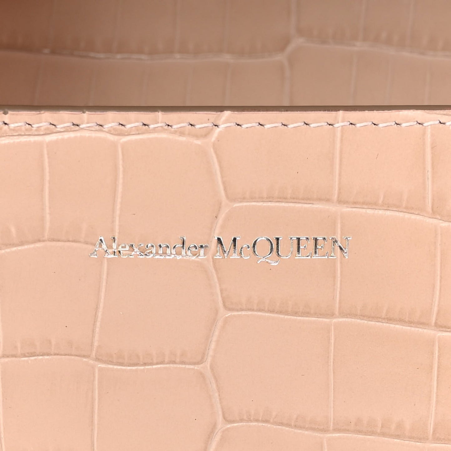Shiny Crocodile Embossed Jeweled Satchel Sand