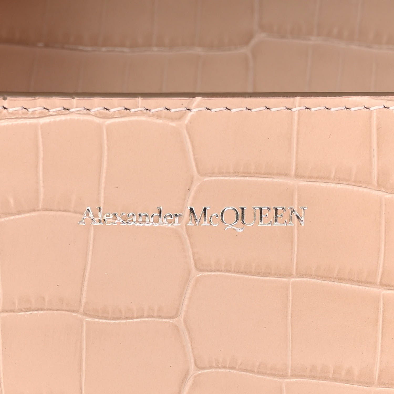 Alexander McQueen Shiny Crocodile Embossed Jeweled Satchel Sand 6 of 6