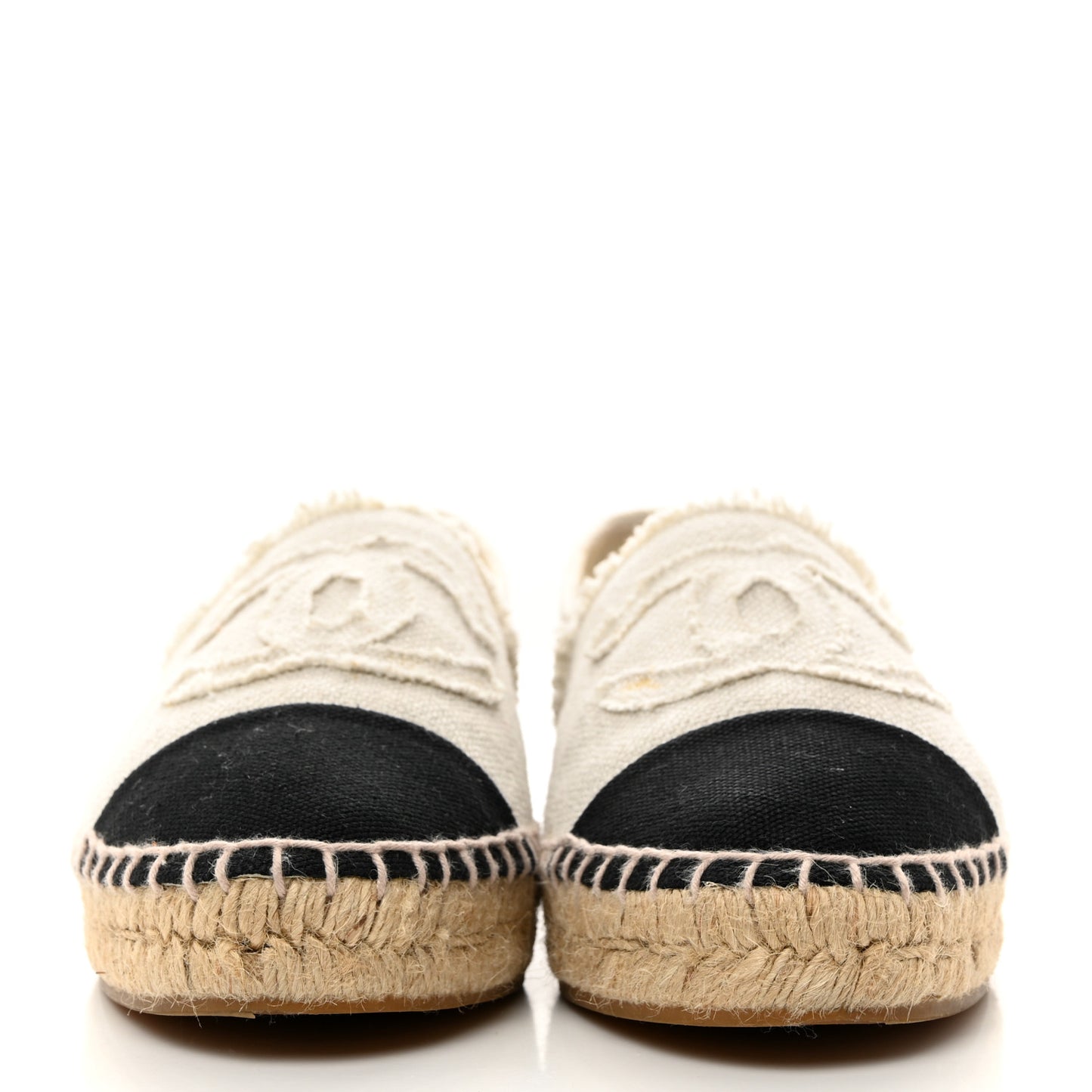 Linen CC Espadrilles 38 Beige Black