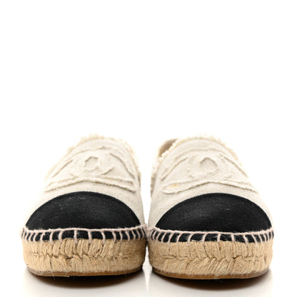 Chanel Linen CC Espadrilles 38 Beige Black 2 of 11