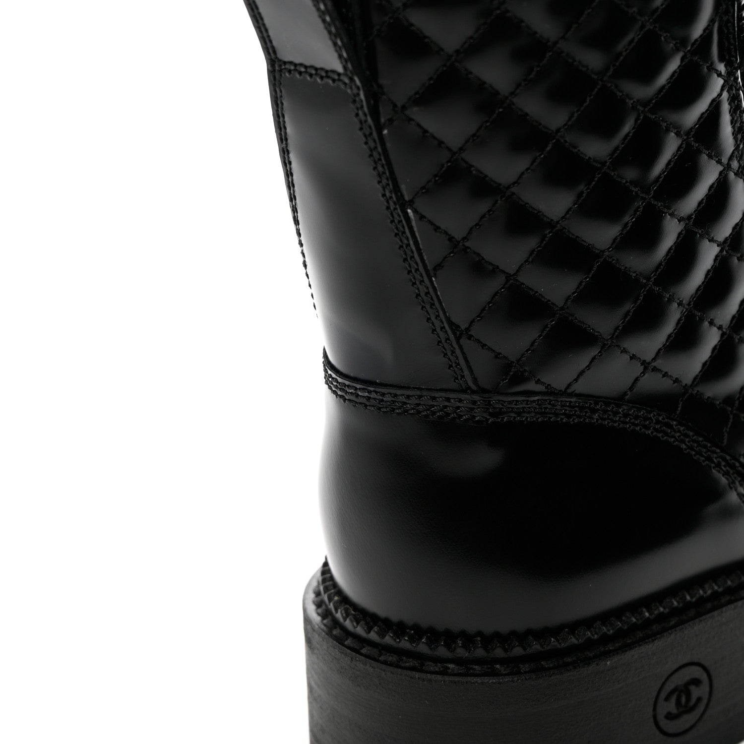 Chanel Calfskin Quilted Lace Up Combat Boots 36 Black 10 of 15