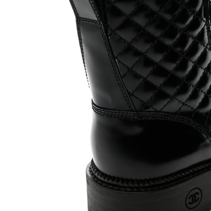 Chanel Calfskin Quilted Lace Up Combat Boots 36 Black 10 of 15