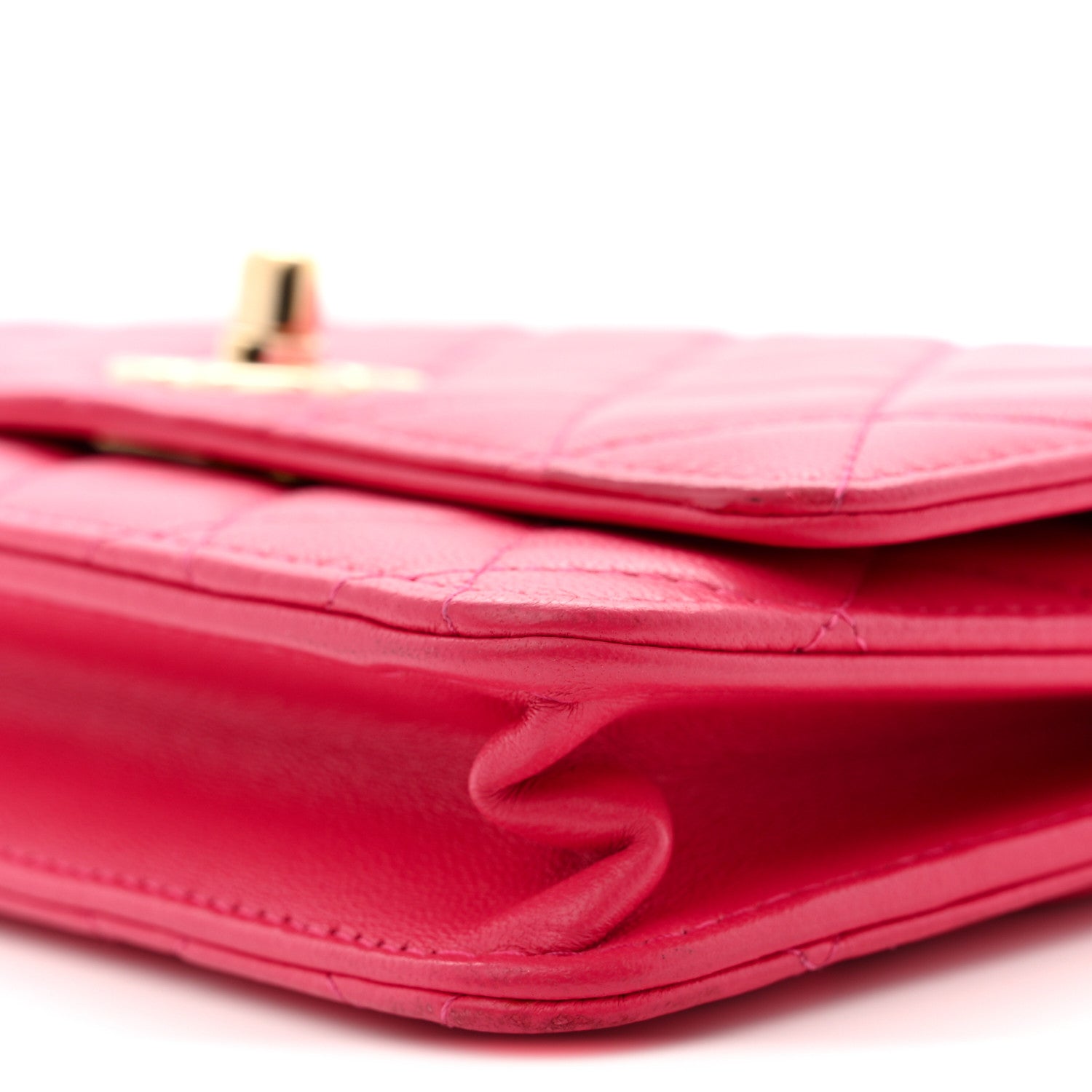 Chanel Lambskin Quilted Trendy CC Wallet On Chain WOC Dark Pink 10 of 14