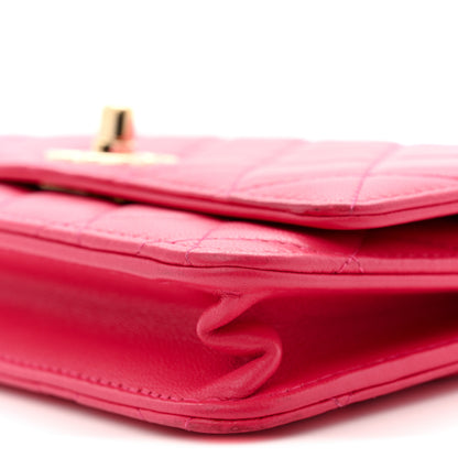Chanel Lambskin Quilted Trendy CC Wallet On Chain WOC Dark Pink 10 of 14