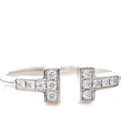 Tiffany 18K White Gold Diamond T Wire Ring 53 6.5 6 of 7