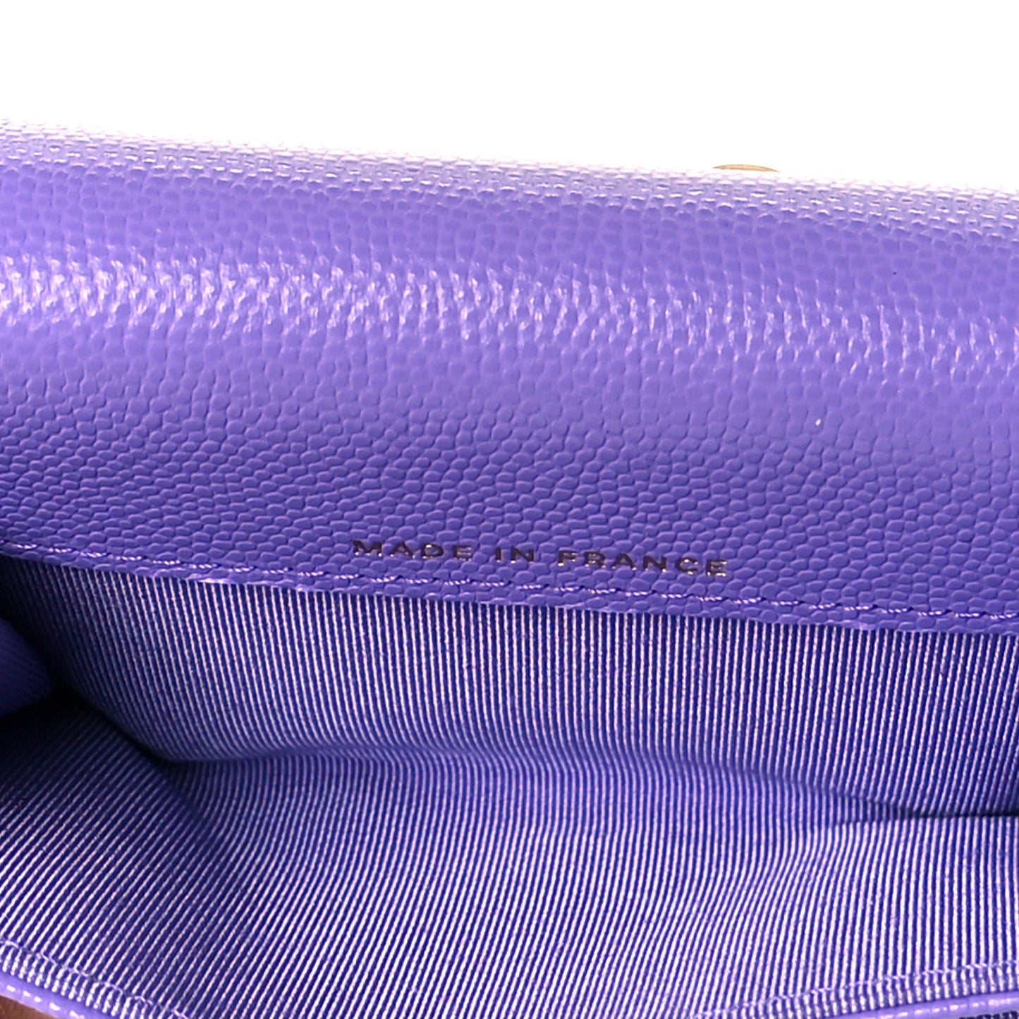 Caviar Quilted Flap Card Holder Wallet Purple