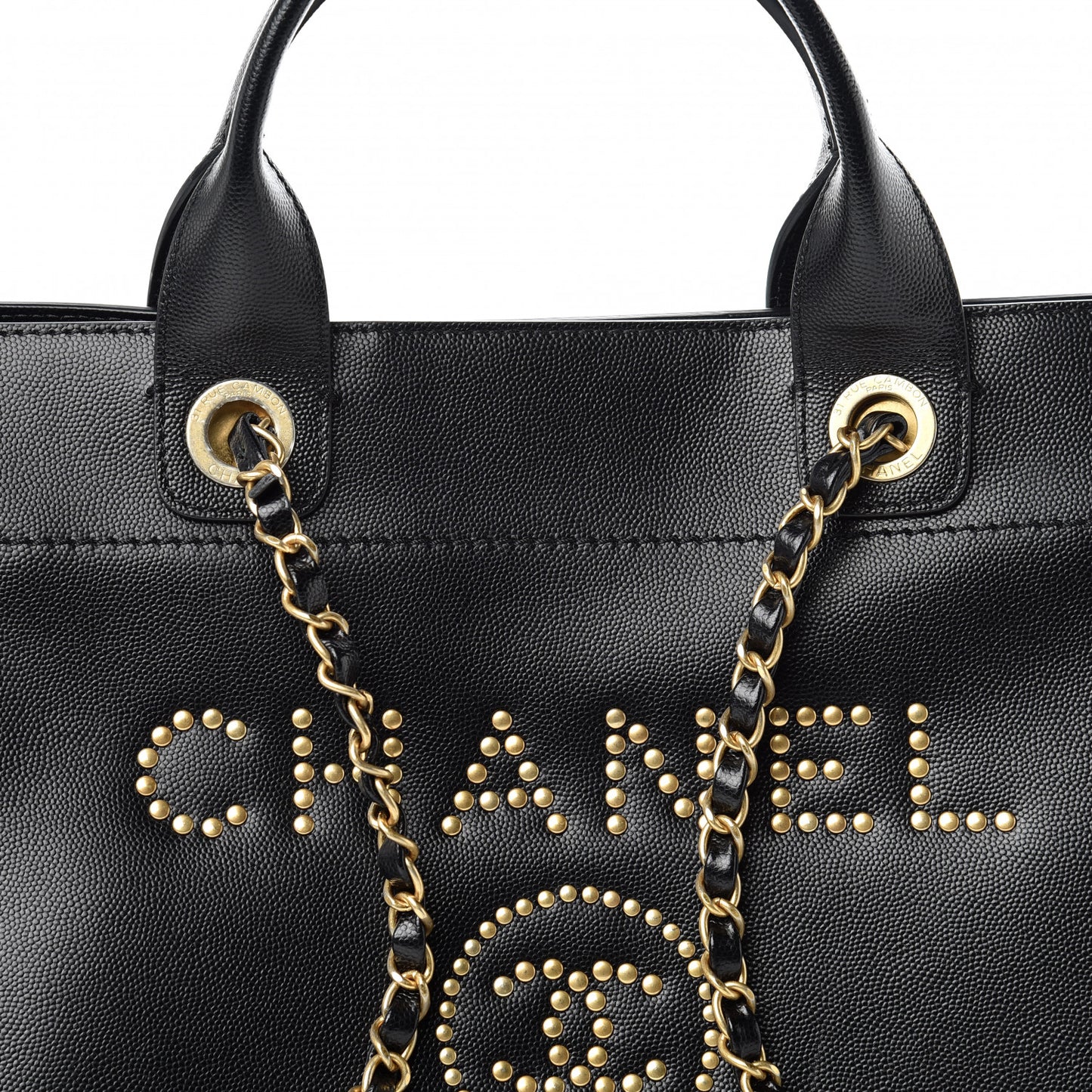 Caviar Small Studded Deauville Tote Black
