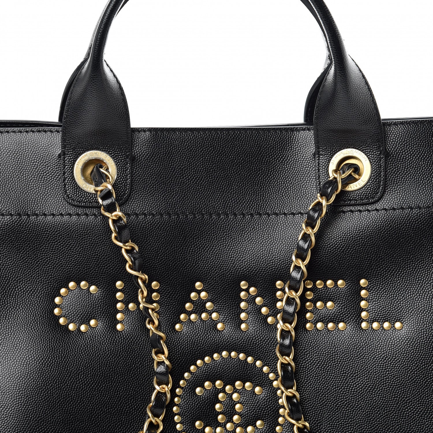 Chanel Caviar Small Studded Deauville Tote Black 8 of 12