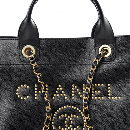 Chanel Caviar Small Studded Deauville Tote Black 8 of 12